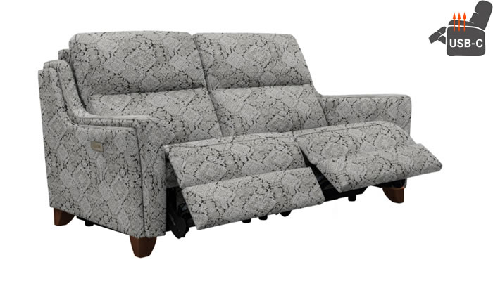 Parker Knoll Portland Large 2 Seat Recliner USB Heated Seats Matira Slate Mahogany Leg
